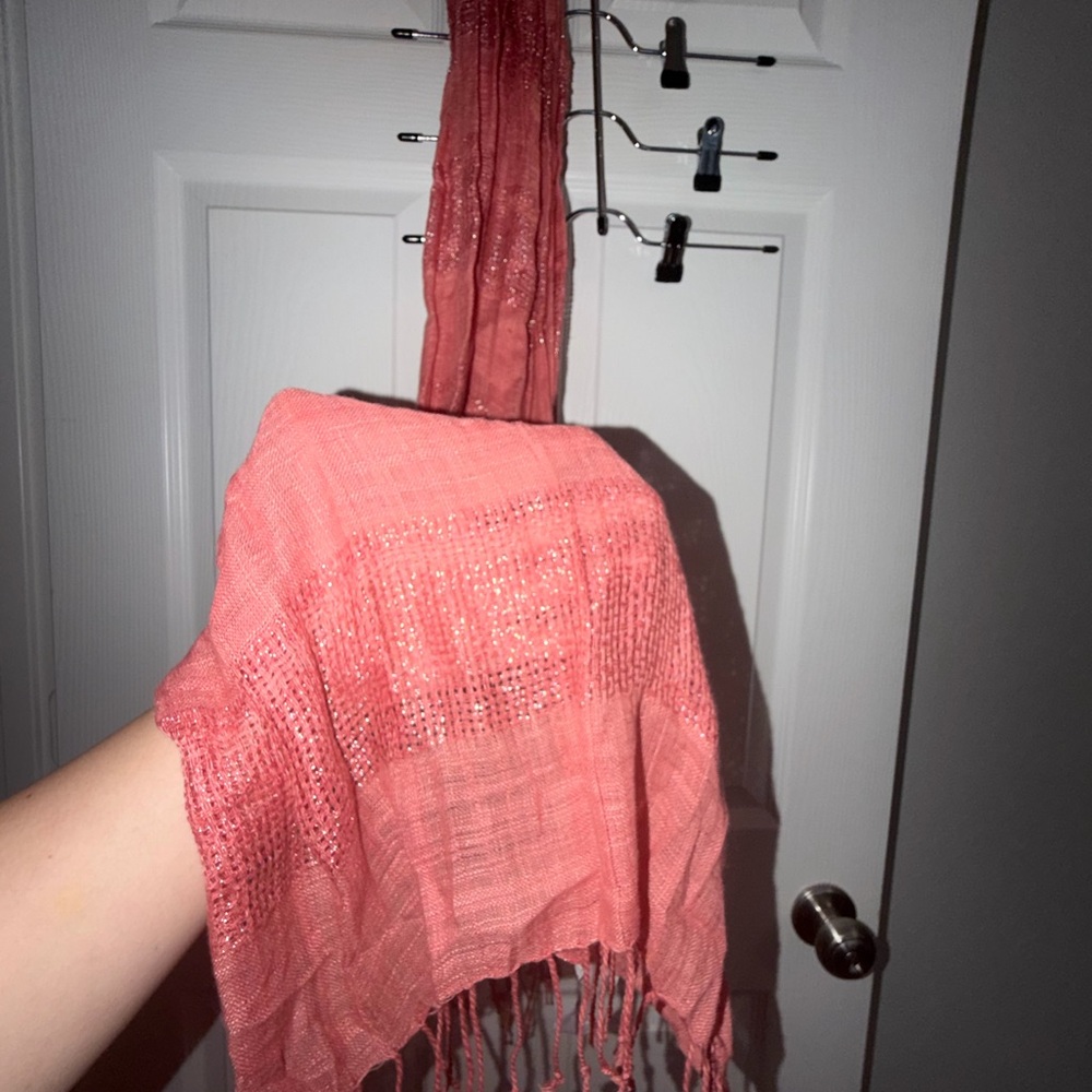Coral Shimmer Scarf